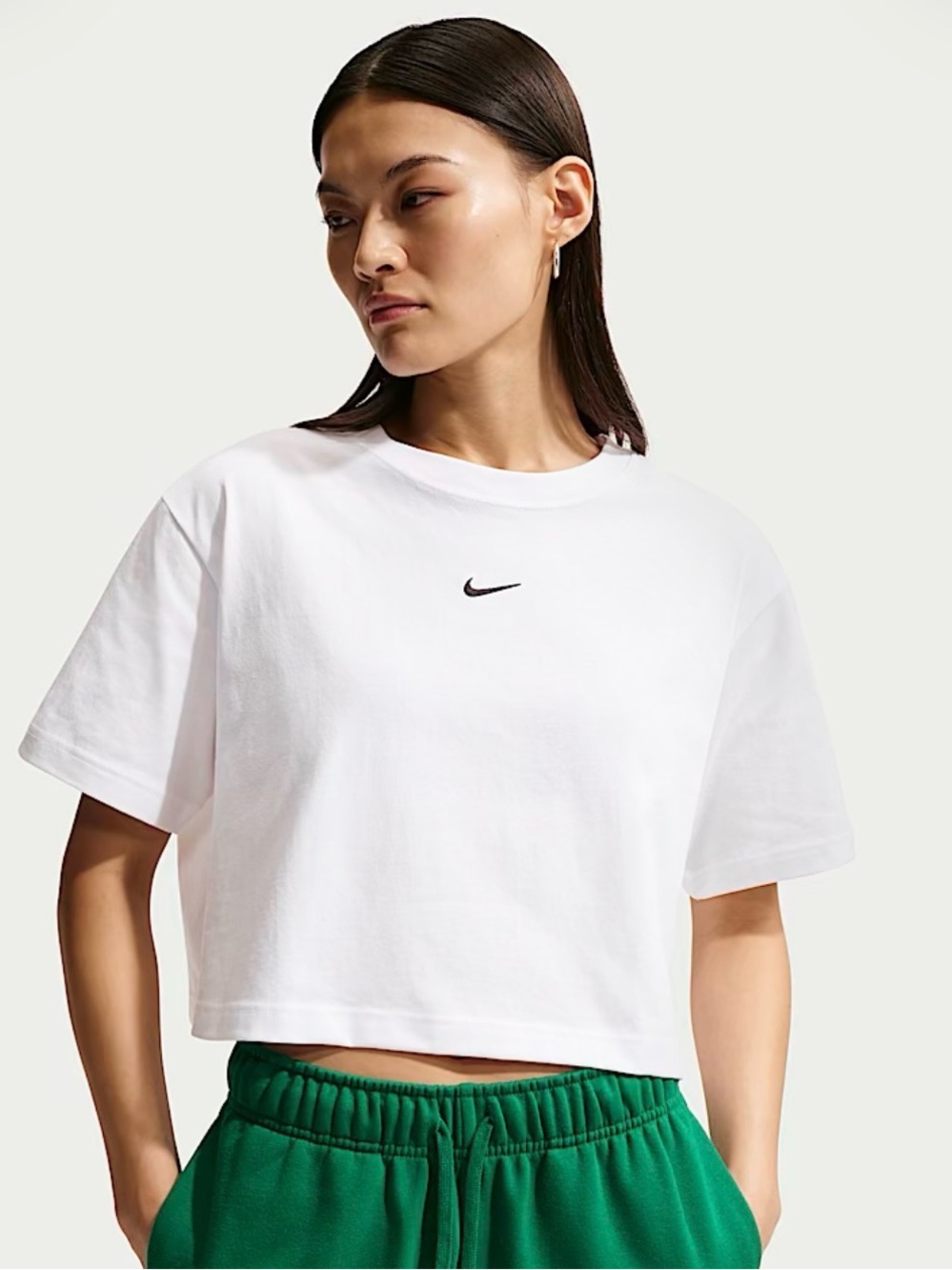 Nike White Dri-FIT Short Sleeve Crew Tee with Silver Swoosh
